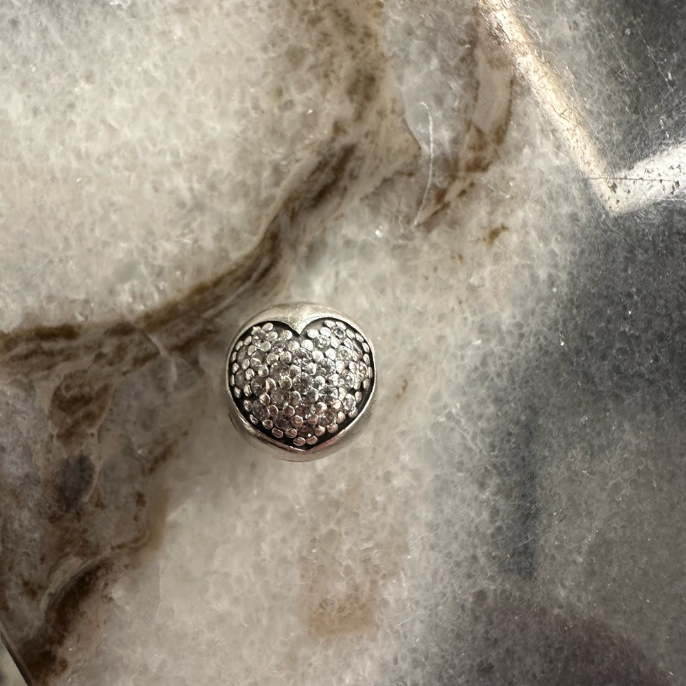 Silver Heart Charm with Crystals